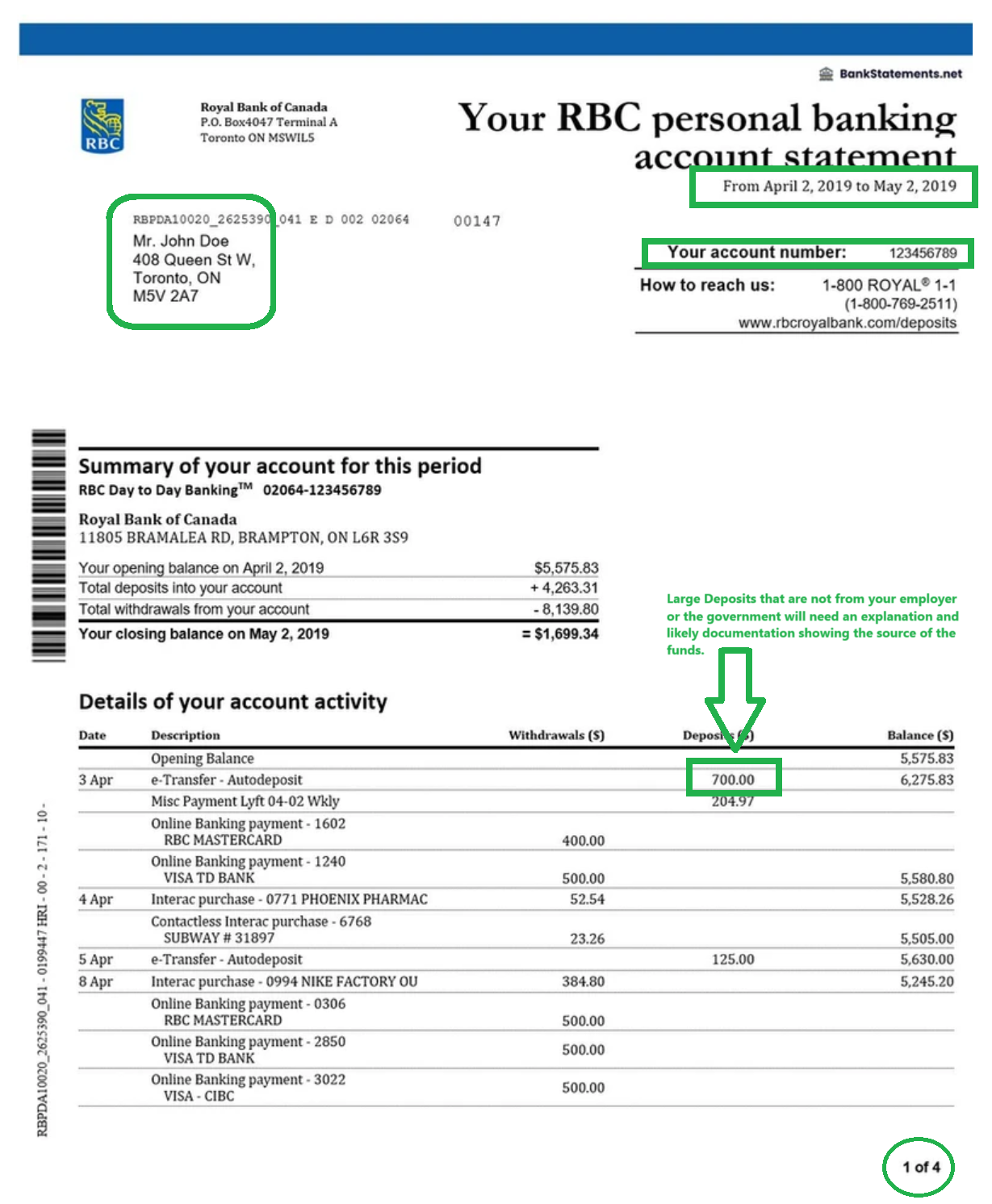 Sample Bank Statement