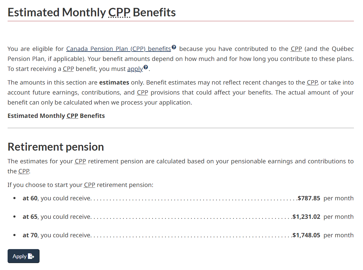 Sample CPP OAS Statement