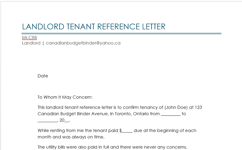 Landlord Letter