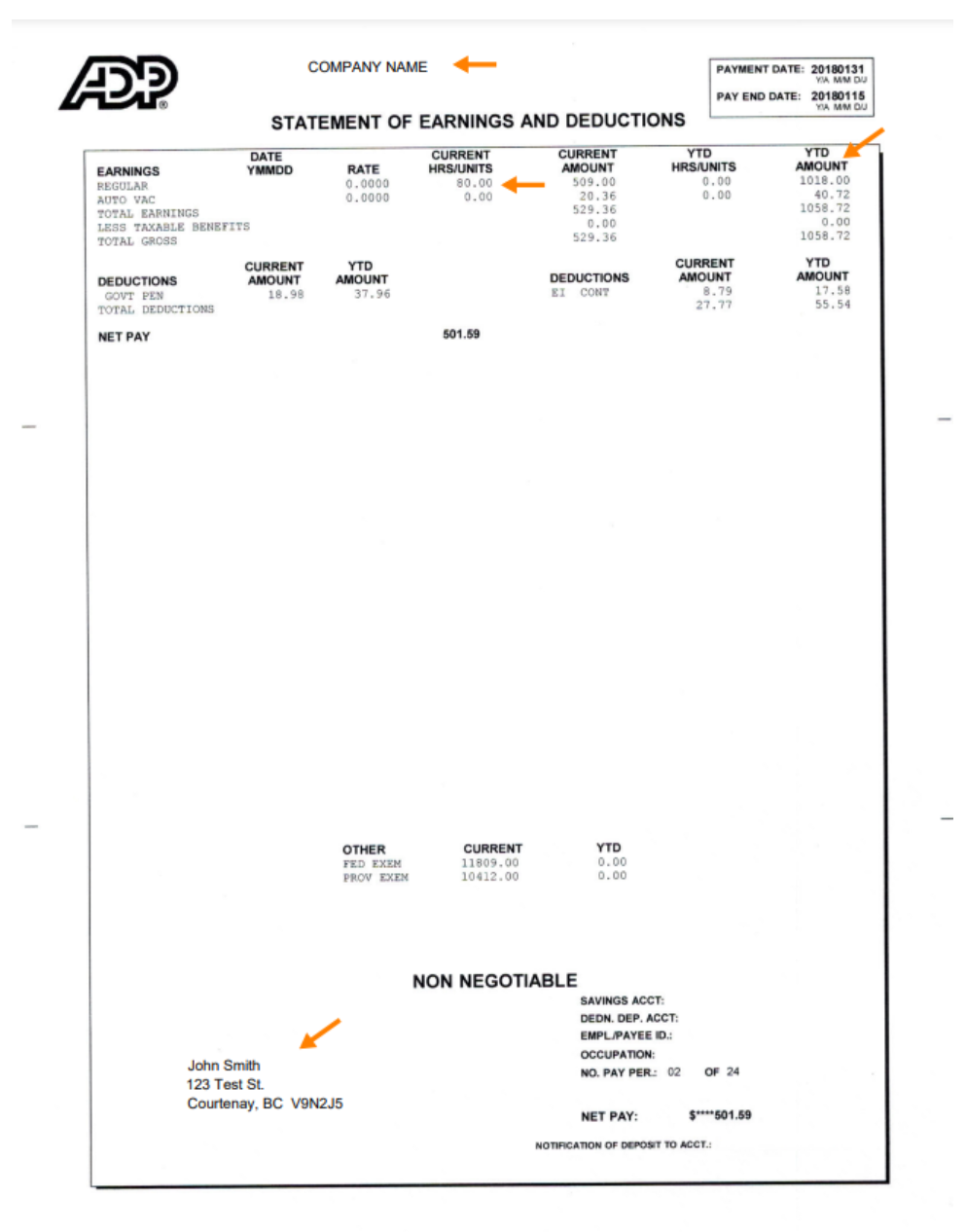 Paystub Sample 1
