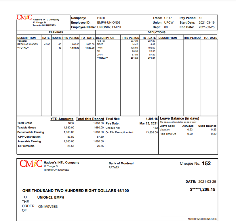 Paystub Sample 2